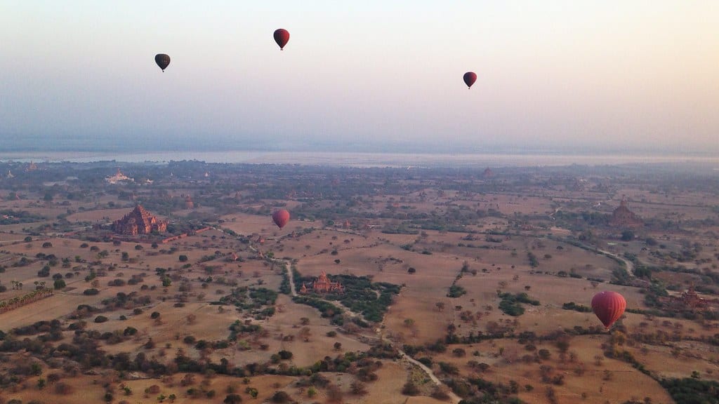 Hot Air Balloon Over Bagan , Myanmar