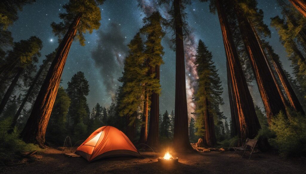 Camping in the Redwoods, Willits, California