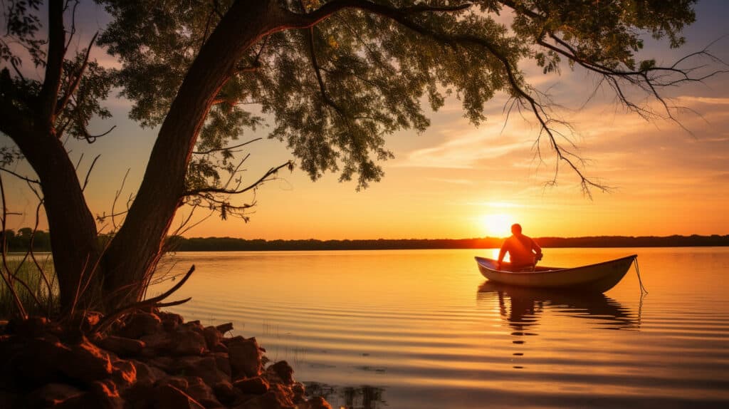 Fishing at Coleto Creek Park and Reservoir, Victoria, Texas