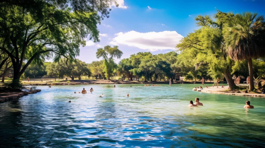 Swimming at Rio Vista Park, San Marcos, Texas